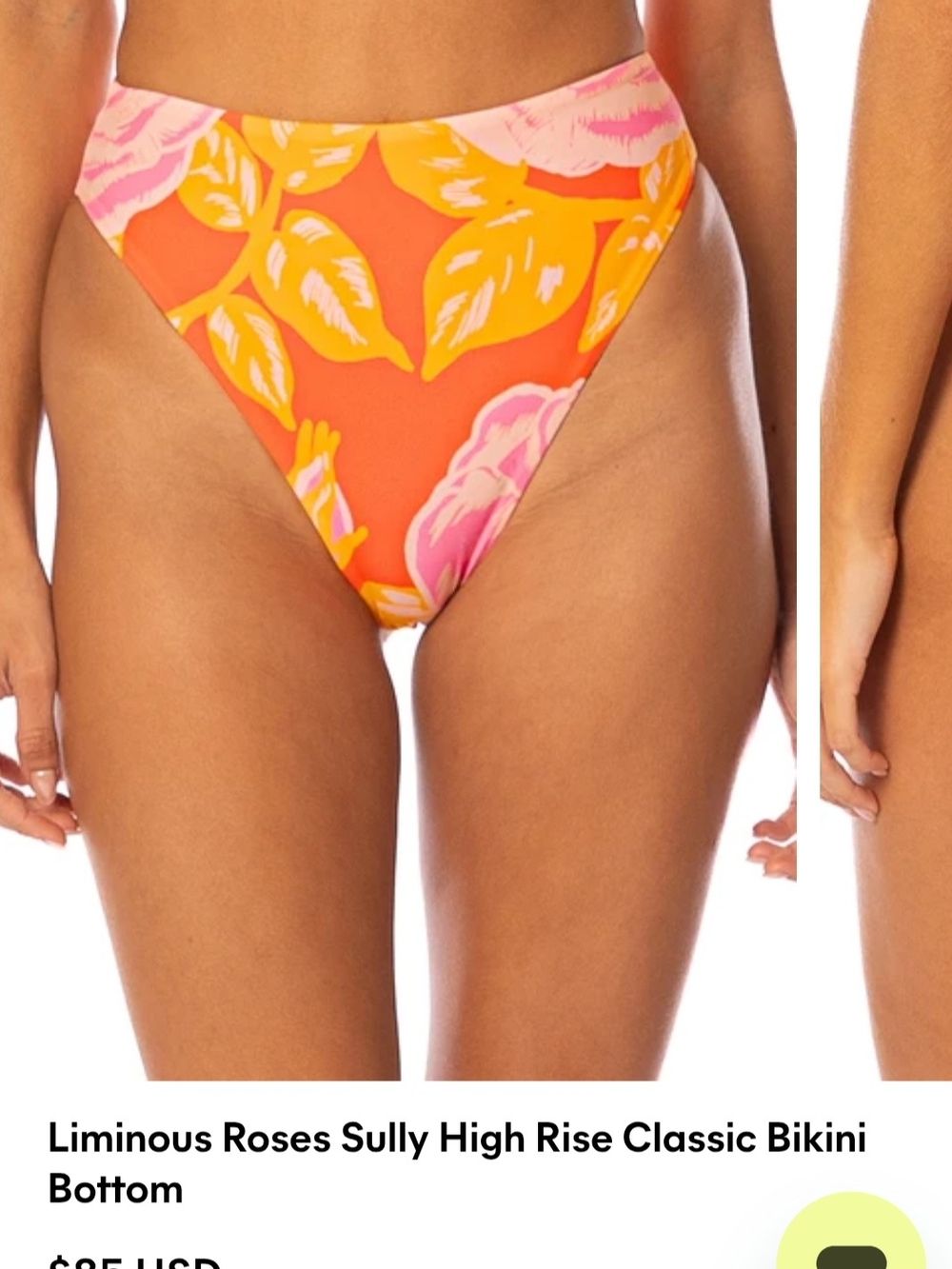 Maaji Luminous Roses High-Rise Bikini Bottom - Orange, Pink, Yellow